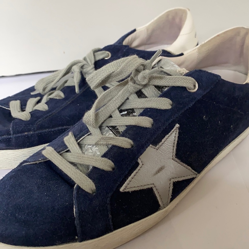 Suede navy and silver golden goose all star